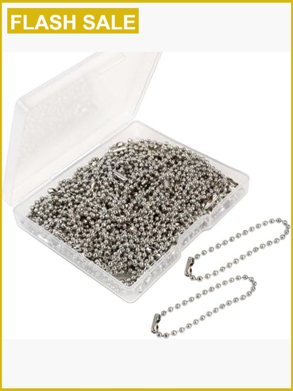 100 Pcs Ball Bead Chain Keychain Dog Tag Metal Bead Chain for Jewelry Making DIY